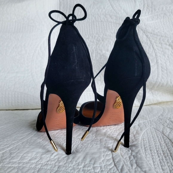 SOLD❗Aquazzura Matilde Pump Black Suede Crisscross Strap Size 40.5 - Picture 10 of 10